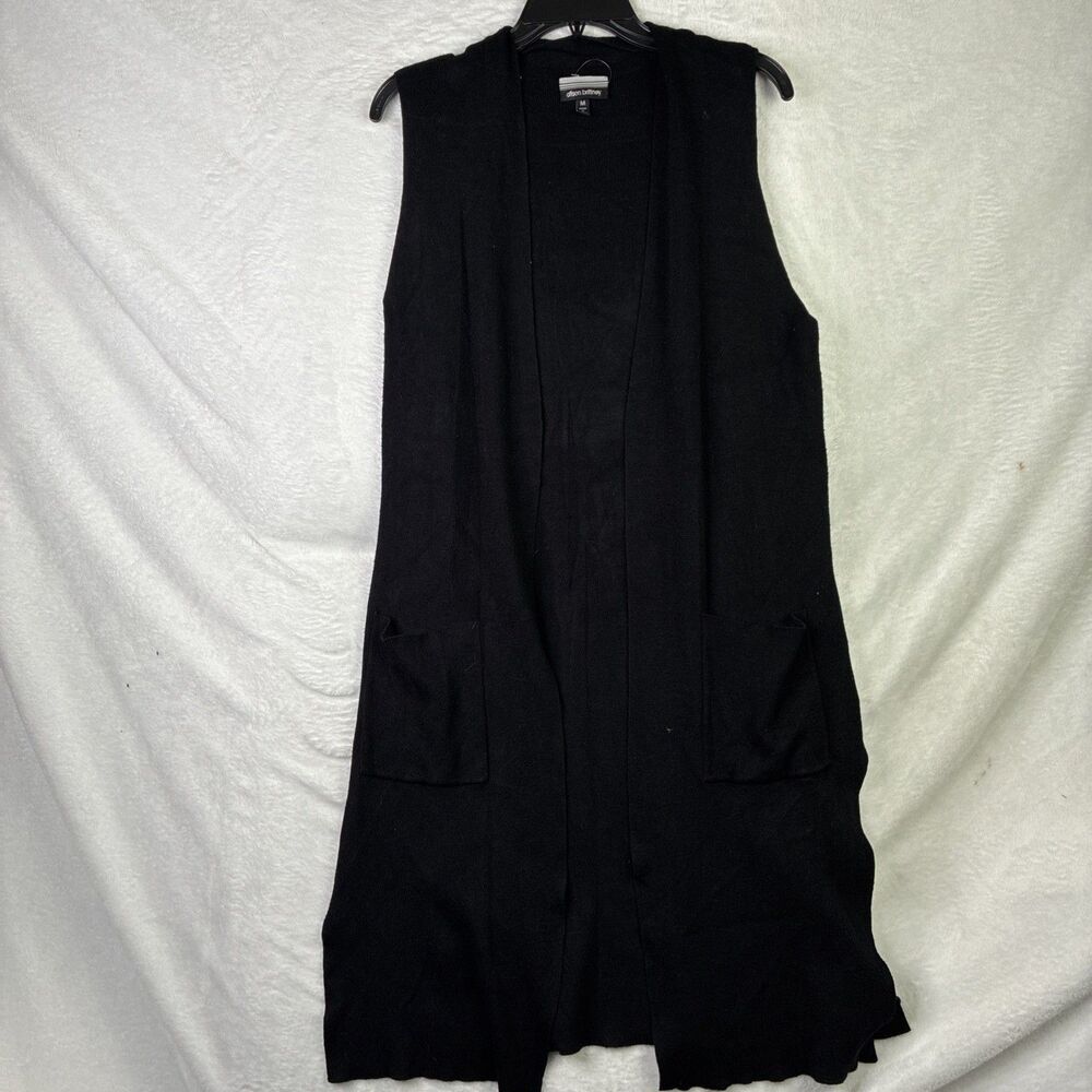 Allison Brittney Womens Cardigan Sweater Medium Black Soft Rayon Blend